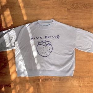 Pink Power! Blue Crop Top